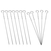 14in BBQ Skewers Set Portable Stainless Steel Barbecue Sticks Needle Outdoor Grill Accessory gray