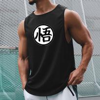 Japoniško anime vėžlio rašto vyriški sportiniai drabužiai, fitneso liemenė, greitai džiūstanti, kultūrizmo marškinėliai be rankovių raumenims L juoda
