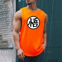 Japoniško anime vėžlio rašto vyriški sportiniai drabužiai, fitneso liemenė, greitai džiūstanti, kultūrizmo marškinėliai be rankovių raumenims XL oranžinė
