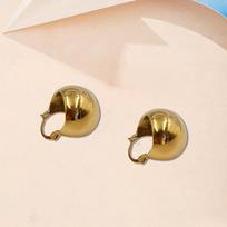 Atmospheric simple style, metal glossy arc, small C-shaped semi-round ball temperament, stud earrings beige