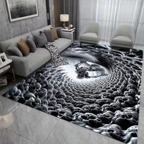 1 vnt. ryškus 3D kilimas-kilimėlis iliuzinis skeletas dizainas flanelinis minkštas neslystantis anti-nuovargio su spalvingu languotu raštu grindų kilimėlis 50X80CM gray