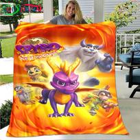 3D Klasikiniai Žaidimai S-Spyro Drakonas Antklodė Žvaigždžių Menas Flanelinis Plonas Antklodė Nešiojamas Namų Kelionės Biuro Pietų Pertraukos Antklodė Dovana 75x90cm orange