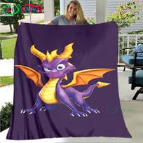 3D Klasikiniai Žaidimai S-Spyro Drakonas Antklodė Žvaigždžių Menas Flanelinis Plonas Antklodė Nešiojamas Namų Kelionės Biuro Pietų Pertraukos Antklodė Dovana 75x90cm