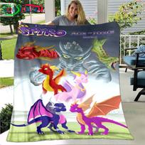 3D Klasikiniai Žaidimai S-Spyro Drakonas Antklodė Žvaigždžių Menas Flanelinis Plonas Antklodė Nešiojamas Namų Kelionės Biuro Pietų Pertraukos Antklodė Dovana 75x90cm