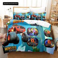 Animacinis Blaze Monster Machines patalynės komplektas, dvigulė, karalienės dydžio, užvalkalas antklodei, pagalvės užvalkalas berniukams, mergaitėms, vaikams, suaugusiųjų miegamajam 70x133cm 2pcs