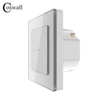 Tempered Glass WiFi Zigbee Tuya Smart Touch Wall Socket with Power Stats and Alexa Compatibility white
