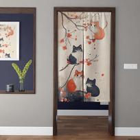 Japoniško stiliaus Noren ilga durų užuolaida 70 x 90 cm Medvilnė ir linas Japoniška Noren užuolaida Durų pertvara Mielas katinas W60H190(CM)-1 Pcs