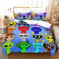 S-Sprunki Bedding Set I-Incredibox 3D Printed Music Game Duvet Cover Set Soft Single Twin Double Size Sprunki Gifts Kids Duvet Cover Set&EU Single(135x200cm)