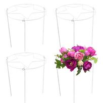 4 Piece 30x40cm Metal Tomato Cages 3-Leg Plant Support with Adjustable Removable Grid for Peonies Roses Strawberries pink