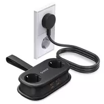 Orico PDC25 25W 6 viename: maitinimo srovės skirstytuvas su 2 AC lizdais, 2x USB-A ir 2x USB-C jungtimis – juodas