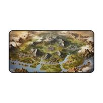 Fantasy Realm Map Table Mat NonSlip Waterproof Mouse Pad XXL Play Game Mouse Pad Fantasy Desktop Decoration for Game Master LockEdge 400x900x2mm beige