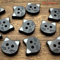 10Pcs Decorative Fasteners For Clothing Cute Cartoon Cat Buttons With Ears Resin Diy Craft Buttons For Sewing And Crafting A1