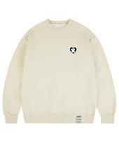 GRAVER [Unisex] Bear Heart Embroidered Sweatshirt_Cream/Black Logo Cream_Black Logo/L beige