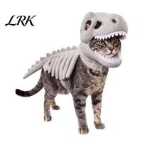 Patogus poliesterio augintinio kostiumas Skeletas Dinzauras, Šviečiantis tamsoje 3D drabužis, Helovino drabužis Dino apranga šunims katėms, Cosplay S H gray
