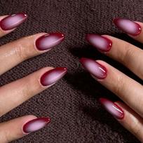24Pcs French Almond Press On Nails Floral Pattern Fake Nails Stick On Manicure Tips For Women black