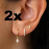 14K Real Gold Huggie Hoop Earrings Set for Women Hypoallergenic Cartilage Earring Multiple Piercing Trendy Jewelry 3pcs or Pairs With Box beige