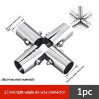 25 mm apvalus nerūdijančio plieno vamzdžio jungiklis, be atplaišų, lygus vamzdžio jungiklis baldų furnitūrai, vaikų žaidimų aikštelės rėmo tvirtinimui Bend 6 Way Silver