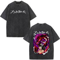 Skalbti Anime Juodojo dobilo logotipas Grafinis spaudinys Marškinėliai Harajuku Vasaros mada Laisvalaikio medvilniniai didelio dydžio marškinėliai Viršutiniai drabužiai Streetwear XXL black