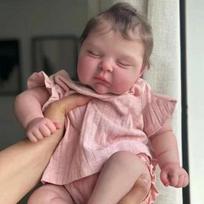 Reborn Baby Doll Peach Girl Pink 49cm Hard Vinyl Girl brown
