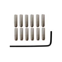 12Pcs M3X10 Fender Bridge Saddle Screws Metal Guitar DIY Parts Durable Electric Adjustment Screws gray