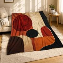 Mid Century Modern Abstract Circles Coral Fleece Blanket Retro 125cm*150cm black