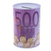 Cilindrinė Dekoratyvinė Euro Namų Dekoras Pinigų Dėžutė Monetų Indėliai Pinigų Bankas Laikymo Dėžutė 500 blue