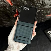 Leather Stand Shockproof Phone Case for Samsung Galaxy Z Flip7 FE Flip 7 6 5 4 3 Flip6 Flip5 Flip4 Hinge Protection Back Cover Galaxy Z Flip5 mėlyna