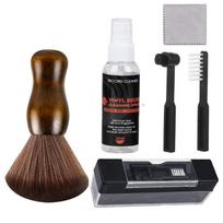 Specialized Vinyl Record Cleaner LP Record Cleaning Brush Wood-Handled Soft-Bristle Record Brush Cleaning Brush Cleaning Cloth 1SET Record Cleaner black