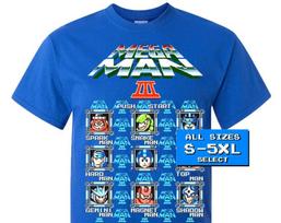 Rockman Megaman 3 Boss screen T Shirt BLACK all sizes S-5XL 100% cotton NES Famicom Nintendo game 8 bit 140 blue