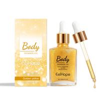 Body Shimmer Oil Luxury Face Glowing up Long Lasting Brighten Shine Moisturizer Waterproof Gold Highlighter Drops Liquid Makeup beige