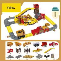 Adventure Powered Mine Cart Track Racing Rail Set Electric Engineering Vehicle Toy Educational Railway Adventure Family Gift Kid geltona
