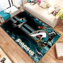Hockey Shark Attack Rug Design Patterned carpet, non slip mat suitable for living room and bedroom sofas 40x60cm( 15x23in ) white