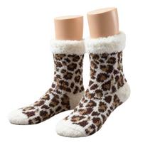 Leopardo pūkinės šlepetės kojinės Šiltos šiltos šlepetės kojinės Jaukios miego kojinės Namų naudojimui leopardo rašto spalva