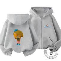 Soft Fleece Octonauts Full Zip Hoodie For Kids 3-14 Years Warm Kawaii Character Hooded Jacket Family Trip 160 gray