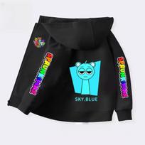 Sprunki Zipper Hoodies for Children Incredibox Anime Figures Girl Sweatshirt Kids Spring Autumn Pullover Gift Boys Clothes 4-14Y 160 black