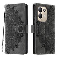 skirta Xiaomi Redmi 17 5G, 17 Mandalos raižyta PU odos atverčiama piniginė telefono dėklas Redmi 17 5G juoda