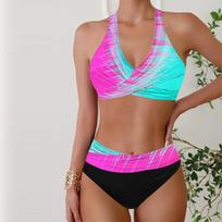 Moteriški maudymosi kostiumėliai Tankini 2 dalių maudymosi kostiumėlis, baltas kvadratinis atostogų maudymosi kostiumėlis Kabantis maudymosi kostiumėliu 5XL įvairiaspalvis