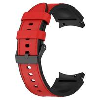 Klasikinis odinis+silikoninis dirželis Samsung Galaxy Watch 7 6 5 Pro 40mm 44mm be tarpų apyrankė Watch6 4 Classic 47 43 46mm išlenktas galas For Watch 4 5 6 7 black