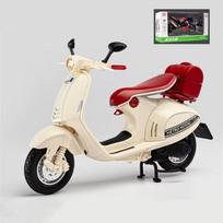 1/12 mastelio „Vespa 946“ lydinio klasikinis laisvalaikio motociklo modelis, metalinis gatvės retro motociklo modelis, garsas ir šviesa, žaislinė dovana vaikams balta