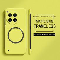 Magnetinis plonas berėmio dėklas, skirtas Magsafe Oneplus 13 12 12R 11 11R 10 10T 9RT 9 Pro belaidžio įkrovimo kietojo kompiuterio matinis galinis dangtelis for Oneplus 9RT geltona