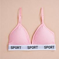 FINETOO Women's Lace Underwear Sports Bras Sexy Girls' Bra Detachable Breast Pads Bra 3/4 Cup Push Up Bra Triangle Cup Strap Underwear One Size&L rožinė
