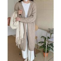 Autumn Winter Knitted Cardigan Women Medium and Long Sweater Jacket Gentle Loose Simple V Neck Cardigans Solid Color Office Coats Long Sleeve Clothing One Size chaki