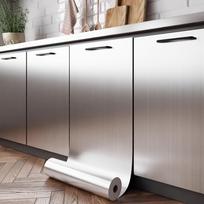 Šlifuoto sidabro lipni tapeta Moderni ugniai atspari ir vandeniui atspari plėvelė šaldytuvo, svetainės, virtuvės stalviršio dekoravimui 40X100CM
