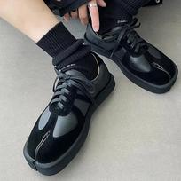 Tabi Batai Vyrams Moterims Natūrali Oda Laisvalaikio Sportiniai Batai Suvarstomi Unisex Suede Žemi Batai Nišinis Dizainas Split Toe Sportbačiai 45 black