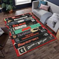 Vintage Siaubo VHS Filmai Spaudinys Kilimas Retro Kilimas Svetainei Miegamajam Vyru Urvui Žaidimu Kambariui Grindų Kilimėlis Neslystantis Dekoras 80x120cm gray