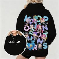 Fashion Women's Hoodies KPop Demon Hunters Print Hoodies Pullover Casual Outdoor Sweatshirt Kids Hoodies Top Outdoor Clothing 100 gray