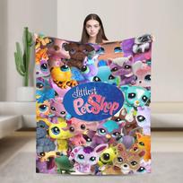 Littlest Pet Shop pledas Lėktuvo kelionė Flanelės patalynė Mėtymo pledai sofai lovai Super minkštas Individualizuotos kokybės lovatiesė Dovana 30x40in blue