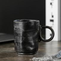 Grubios keramikos kavos puodelis kūrybingas rankų darbo retro puodelis vandens puodelis keraminis nišinis dizaino pojūtis koncentruotas popietės arbatos puodelis 160ml black