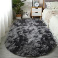 Ovalus purus kilimas Itin minkšti zoniniai kilimai miegamajam Pluoštinis švelnus kilimas vaikų kambariui Lovos šono darželio kilimėliai 40x60cm gray