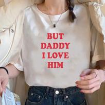 White Tee But Daddy I Love Him Graphic Top 90s Harajuku Grunge Streetwear Women's Cotton Short Sleeve Tees Casual Female Clothes S balta